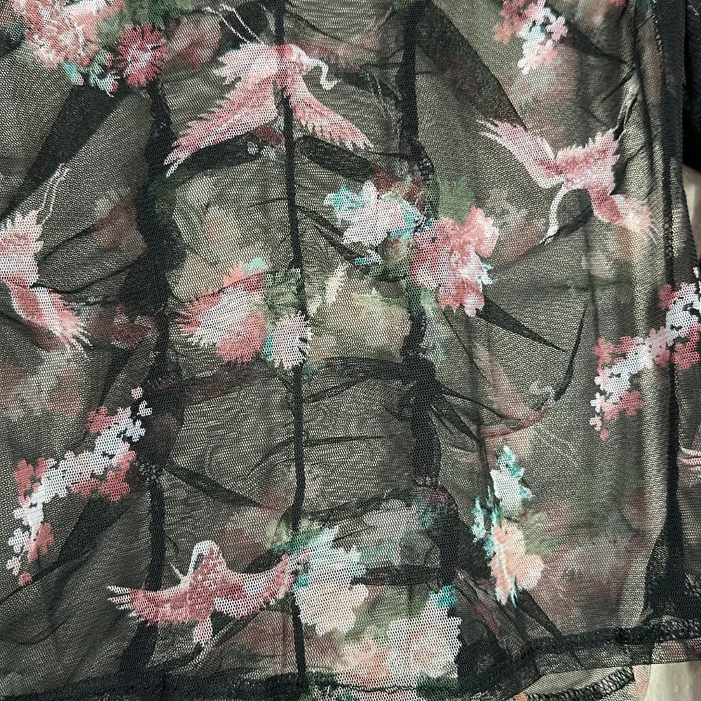 NWT Blouse Hippy Laundry black pink sheer ruched medium flamingo - Picture 8 of 8